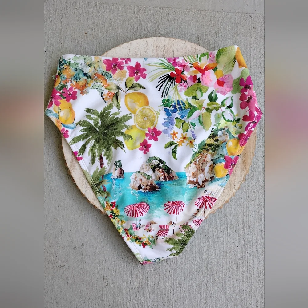 Women's High Waist High Leg Cheeky Bikini Bottom - Shade & Shore Multi XS - Picture 5 of 7